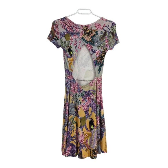 Mary Katrantzou multicolor abstract floral short sleeve A-line midi dress XS - Picture 4 of 16
